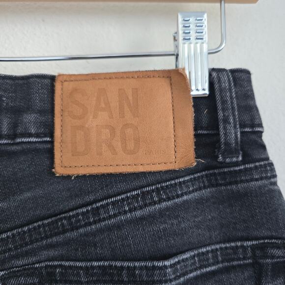 Sandro Paris Womens High Waisted Ankle Raw Hem Slim Jeans Size-S (36) Black - Picture 4 of 11